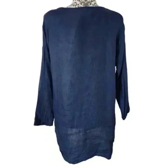 Linen Fairytales Tunic Top Whimsigpth Navy Blue Boat Neck Solid Women's Small - Picture 8 of 14